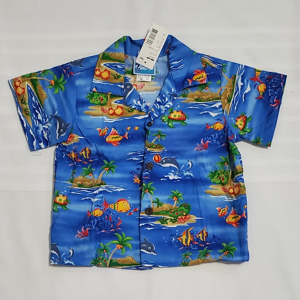 NWT RJC Boys Button Down Short Sleeve Shirt Made in Hawaii